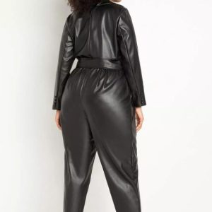 Black Leather Jumpsuit Women