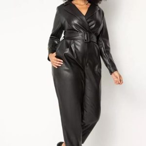 Black Leather Jumpsuit Womens