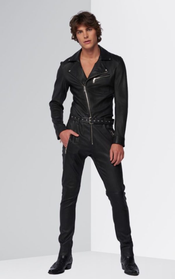 Black Leather Overalls Dress men