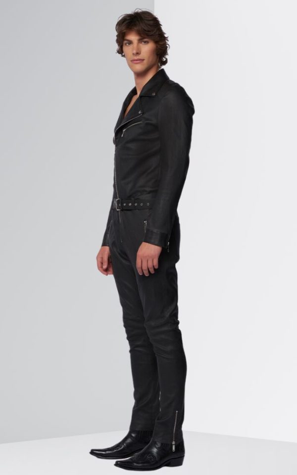 Black Leather Overalls Dress mens