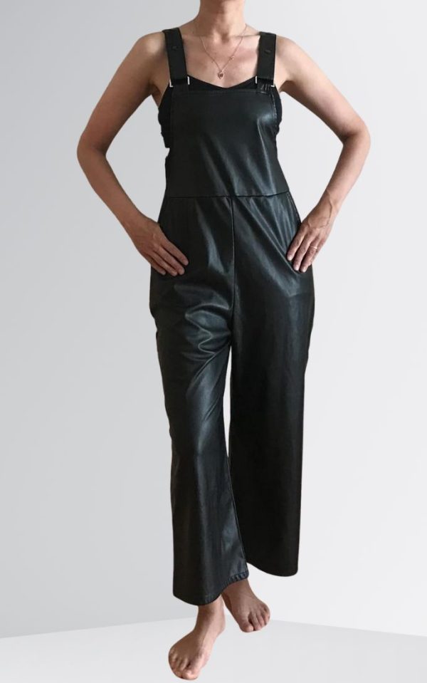 Black Leather Overalls Womens