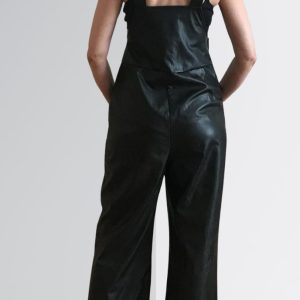 Black Leather Overalls Womens For Sale