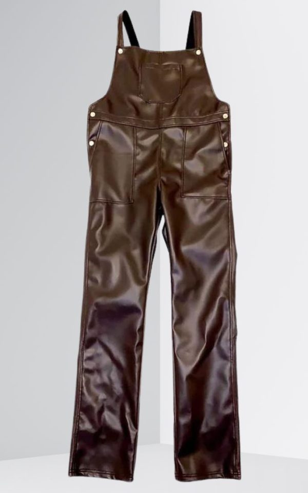 Dark Brown Leather Overalls Women