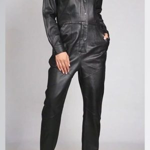 Genuine Leather Overalls Womens