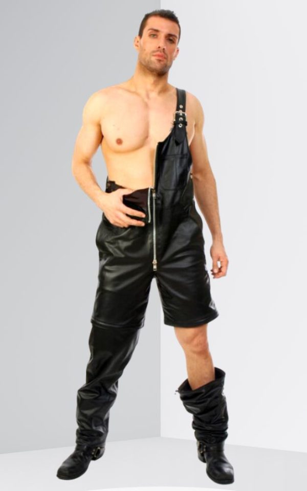 Men Convertible Leather Overalls