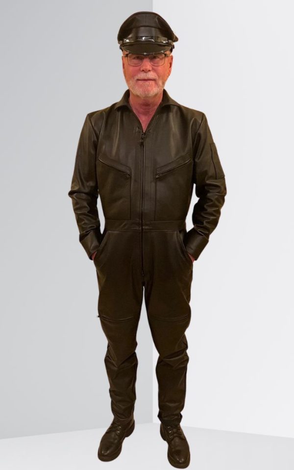 Police Men Leather Overalls