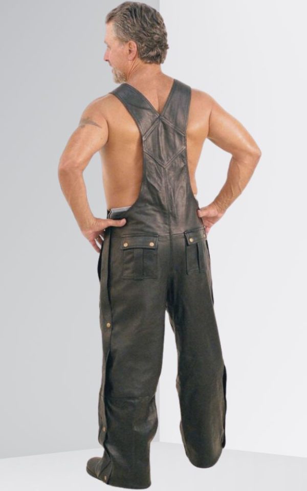 Premium Leather Bib Overalls With Snap Pockets sale