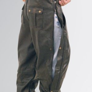 Premium Leather Bib Overalls With Snap Pockets pants