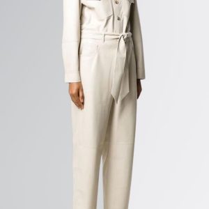 White Leather Jumpsuit Women