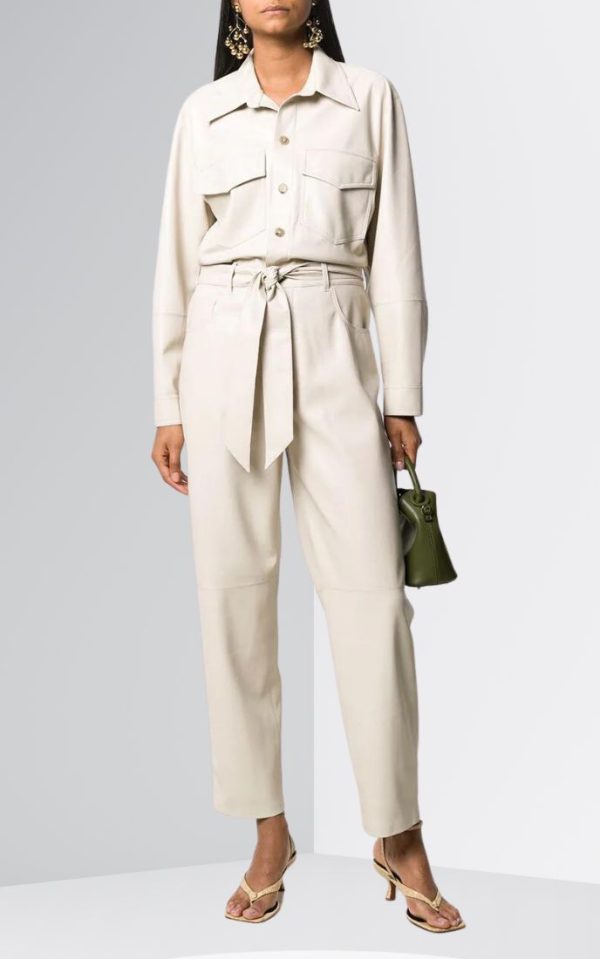 White Leather Jumpsuit Womens