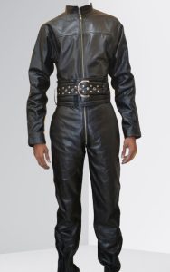Leather Overall For Men With Studded Belt
